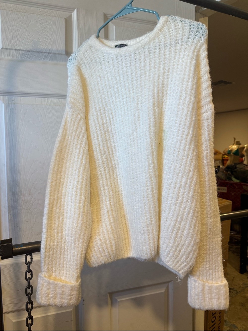 wild fable Creamy White Chunky Ribbed Crew Sweater